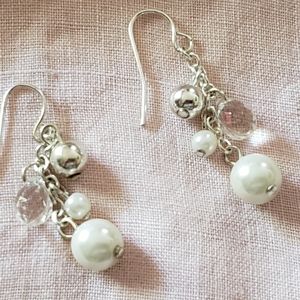 Pair of Faux Pearl and Silver Earrings